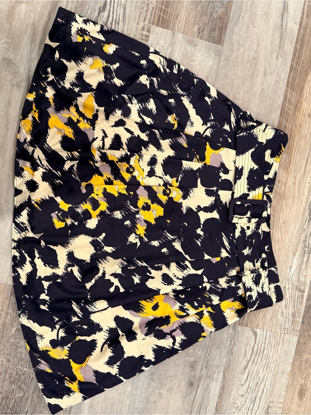 The Limited Patterned A-Line Skirt in Navy, Cream & Yellow